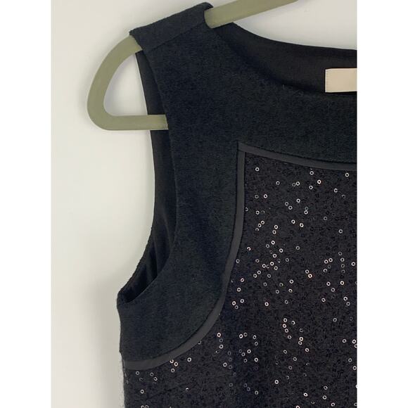 Loft Sequin Shift Dress Womens Size 6 Wool Blend Grey Black Sleeveless - Picture 4 of 9